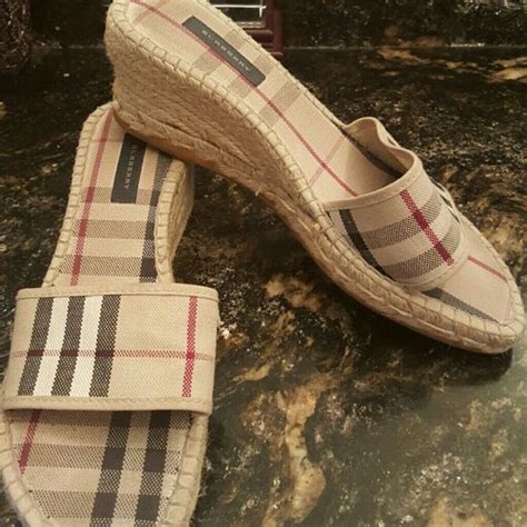 designer slides burberry|Burberry espadrille flats.